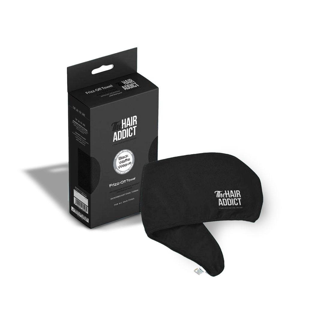 Frizz Off Towel Black Waffle Weave The Hair Addict